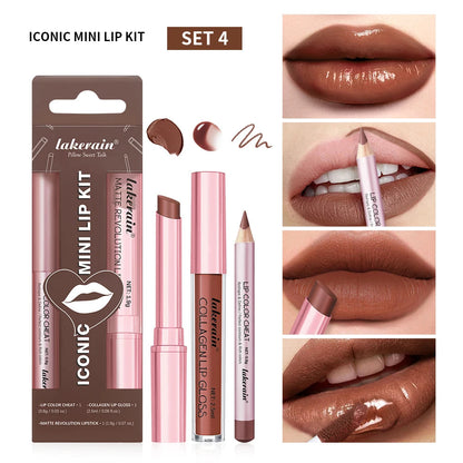 Lip Combo Matte Lipstick + Lip Liner Pen Lip Gloss Set Hydrating Matte Waterproof Long Lasting Lip lipstick set Lip Makeup Set Good Vibrations