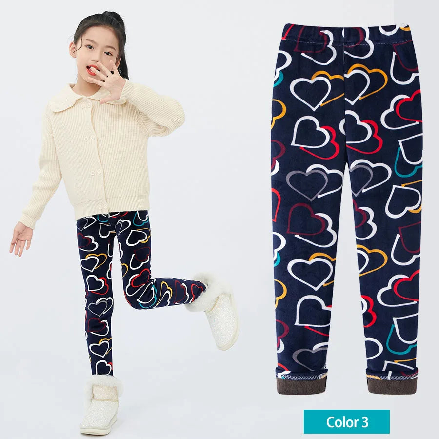 SheeCute Girls Winter Warm Pants Kids Fleece Lined Leggings for 3-11 Years SCW8101 Good Vibrations