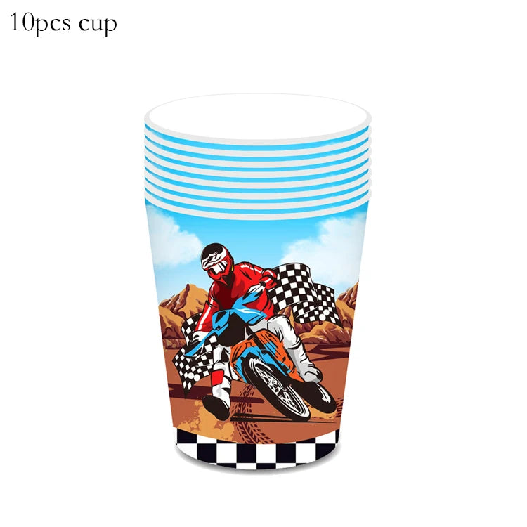Dirt Bike Party Decor Motorcycle Banners Balloons Tableware Motocross Paper Cups Plates Napkins Motorcycle Theme Party Supplies Good Vibrations