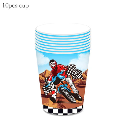 Dirt Bike Party Decor Motorcycle Banners Balloons Tableware Motocross Paper Cups Plates Napkins Motorcycle Theme Party Supplies Good Vibrations