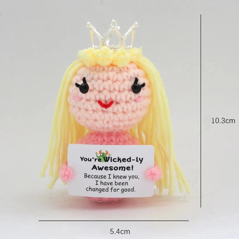 Positive Energy Pocket Hug Crochet Doll, Mini Handmade Knitted Plush Potato Turtle Vegetable Duck Funny Support Gift with Card Good Vibrations