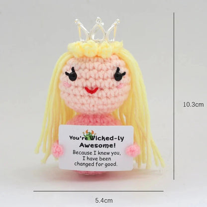 Positive Energy Pocket Hug Crochet Doll, Mini Handmade Knitted Plush Potato Turtle Vegetable Duck Funny Support Gift with Card Good Vibrations