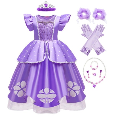 Girls Sofia Princess Dress Birthday Party Costume Kids Summer Purple Sophia Vestido Baby Halloween Cosplay Luxury Gown Good Vibrations