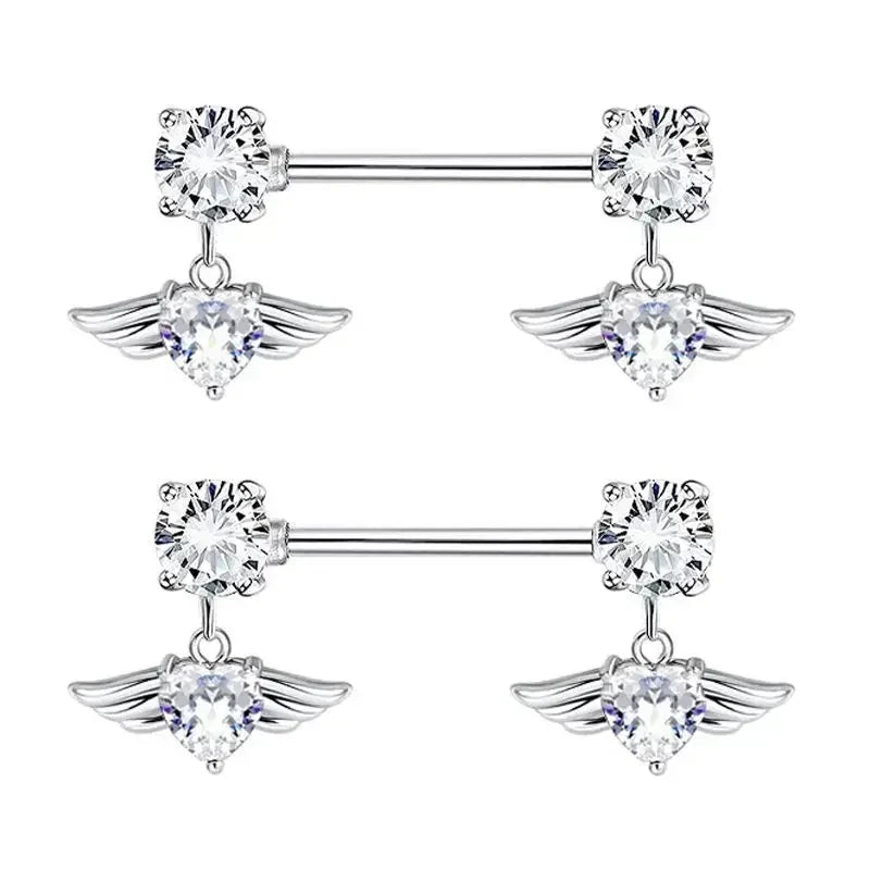 1Pair Green Butterfly Nipple Piercing Jewelry 14G Pink Heart Nipple Rings for Women Flower Nipple Piercing Barbell Pezon Mujer Good Vibrations Adult Super Store