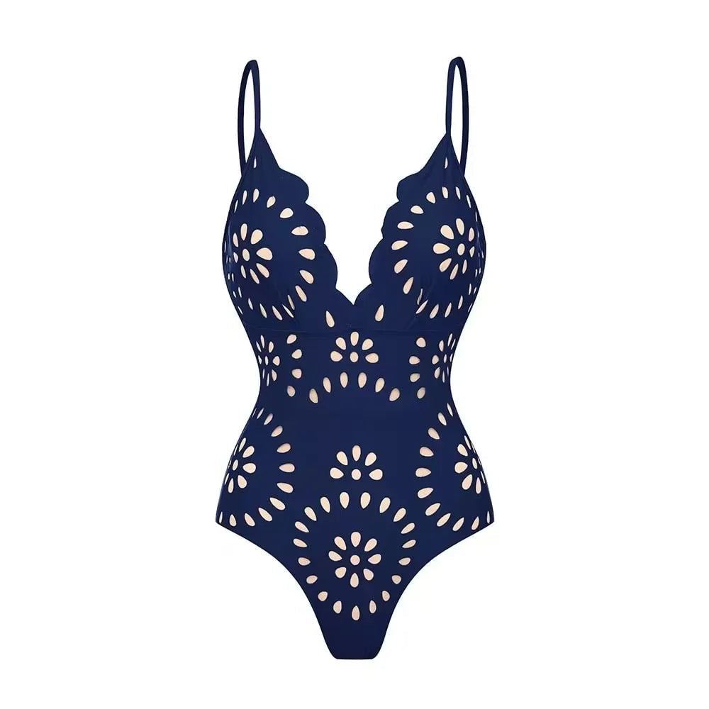 Sexy Women's Lace Hollow Breathable Swimsuit Set Solid Color Backless 2 Piece Beach Beachwear Swimwear Women Beach Swimsuit Good Vibrations