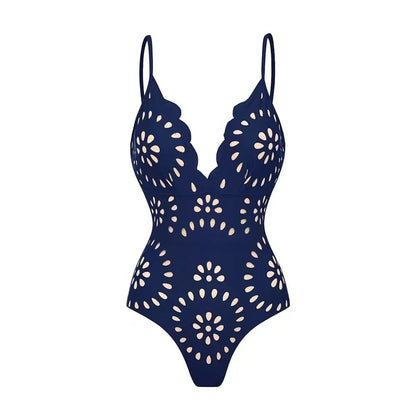 Sexy Women's Lace Hollow Breathable Swimsuit Set Solid Color Backless 2 Piece Beach Beachwear Swimwear Women Beach Swimsuit Good Vibrations
