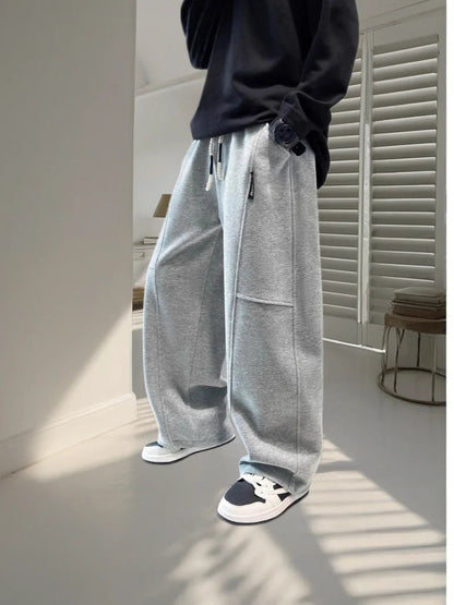 2026 New Spring Casual Kids Pants Black Elastic Waist Straight Leg Sweatpants for Boys Loose Pocket Children Trousers Good Vibrations