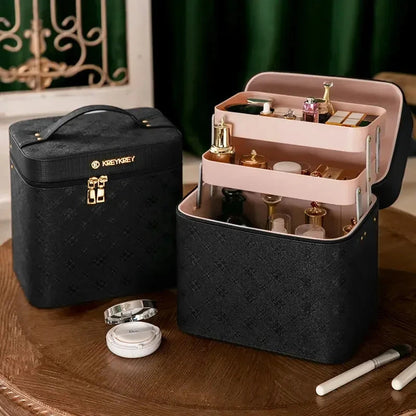 2025 New Fashion Professional Makeup Bag Women Cosmetic Case Female Korean Make Up Storage Organizer Box Fashion Large Good Vibrations