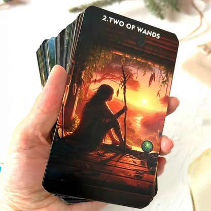78PCS 70*120mm Tarot English PDF Guide Love Career Mysterious Forest Message Divination Rune Board Game Good Vibrations