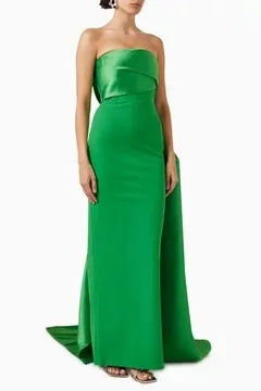 Flowers Prom Satin Evening Dresses Straight Party Dress Pleats Christmas Dress فساتين مناسبة رسمية Customized Good Vibrations