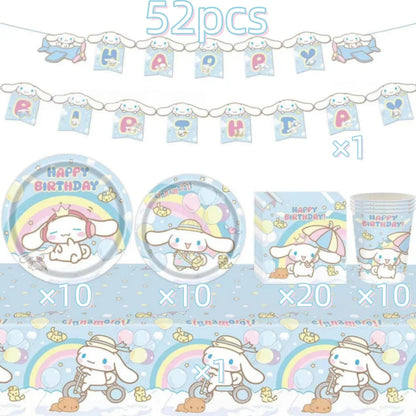 Cinnamorolls Birthday Party Decoration Tableware Set Balloons Cup Plate Banner for Kids Party Favors Baby Shower Supplies Good Vibrations