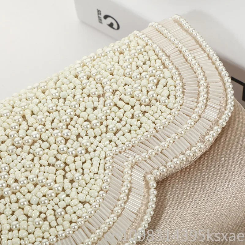 Pearl Clutch Purse Elegant Solid Color Shoulder Bag Cosmetic Phone Bag For Women Wedding Banquet Party Fashion Chic Good Vibrations