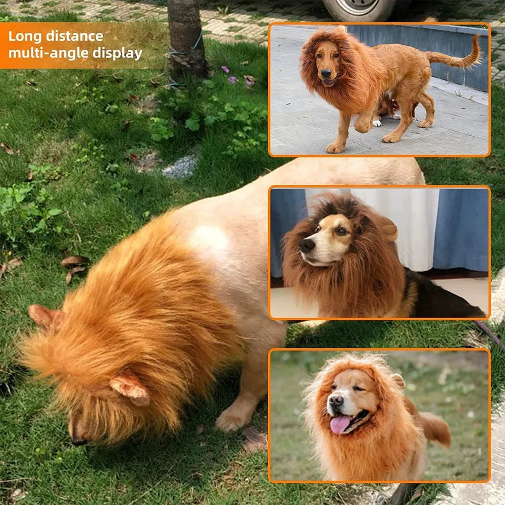 Cute Pet Dog Cosplay Clothes Lion Mane For Dog Costumes Realistic Lion Wig For Medium to Large Dogs With Ear Pet Accessories Good Vibrations