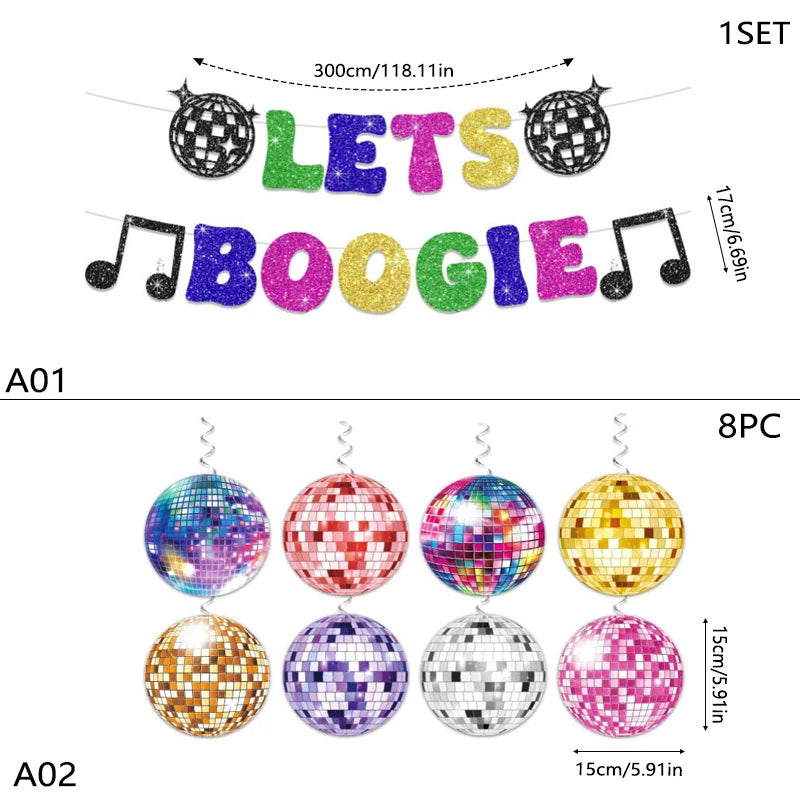 70s 80s Disco Balls Pendant Hanging Swirls Garland Disco Theme Paper Banner For Birthday Party Decoration Wedding Decor Supplies Good Vibrations