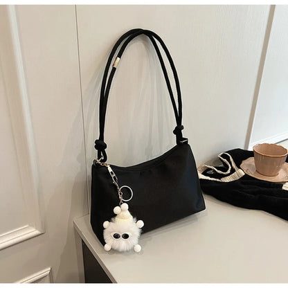 Casual Solid Color Fashion Elegant Shoulder Bag Smooth Cloth Satin Underarm Bag Leisure Shoulder Bag Good Vibrations