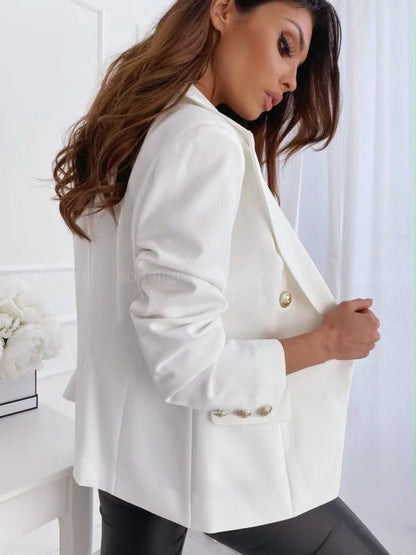 Autumn Jacket Blazer Women Coat Short White Blazer Female Office Black Ladies Long Sleeve Elegant Woman Casual Coats Streetwear Good Vibrations