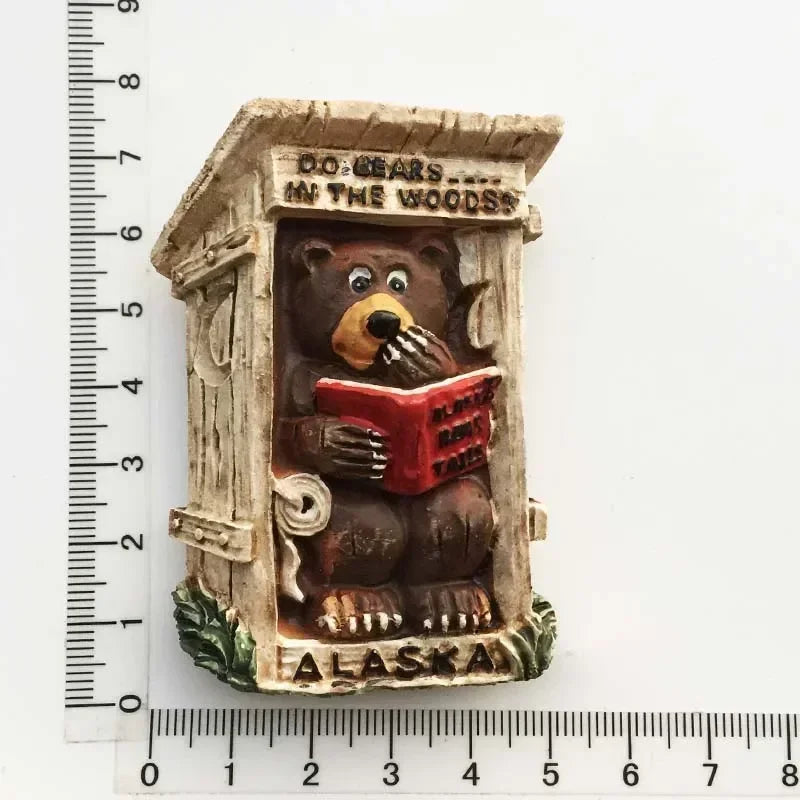 USA Alaska Bear Kawaii Fridge Magnets Tourism Souvenir British Canada Bear Refrigerator Magnetic Stickers Cute Magnet Decor Gift Good Vibrations