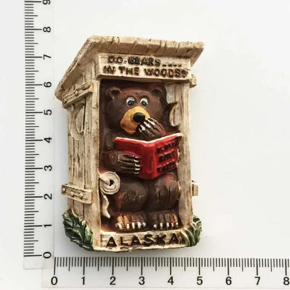 USA Alaska Bear Kawaii Fridge Magnets Tourism Souvenir British Canada Bear Refrigerator Magnetic Stickers Cute Magnet Decor Gift Good Vibrations