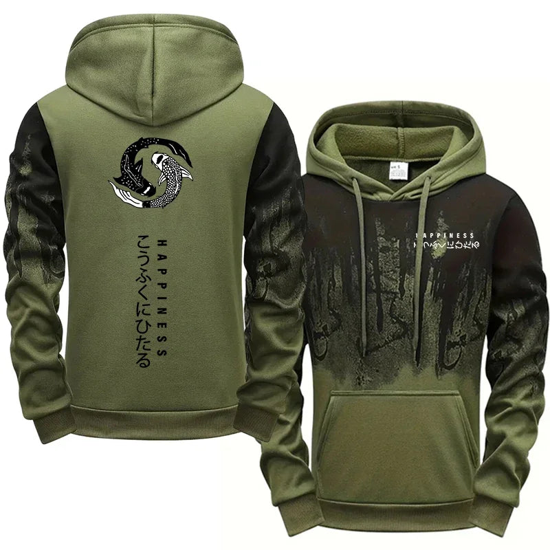 Japanese Fashion Men's Tracksuit Hoodies Sweatpants 2 Piece Set Fall&winter Daily Casual Sporty Jogging Suit Urban Trend Outfits Good Vibrations