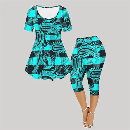 Women'S Two Piece Set Fashion Short Sleeve Daily Street Elegance Cropped Pants Set Round Neck T-shirt Sexy Top Good Vibrations