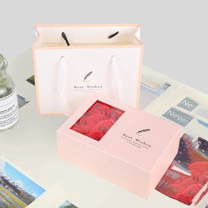 1Set 6 Rose Gift Box Window Jewelry Box Ring Box Necklace Earrings Thanksgiving Valentine Gift Box (No Jewelry) Good Vibrations