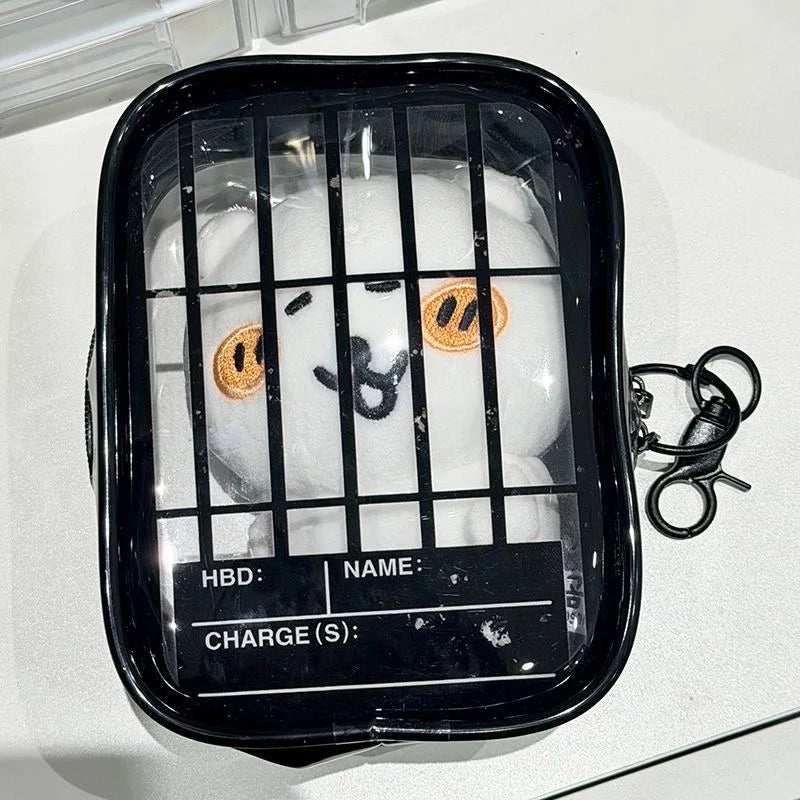 New Fun Creative Prison-themed Itabag Transparent Case For 13cm Doll Portable Clear Keychain Gift Box Collectibles Storage Pouch Good Vibrations