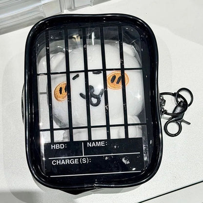 New Fun Creative Prison-themed Itabag Transparent Case For 13cm Doll Portable Clear Keychain Gift Box Collectibles Storage Pouch Good Vibrations
