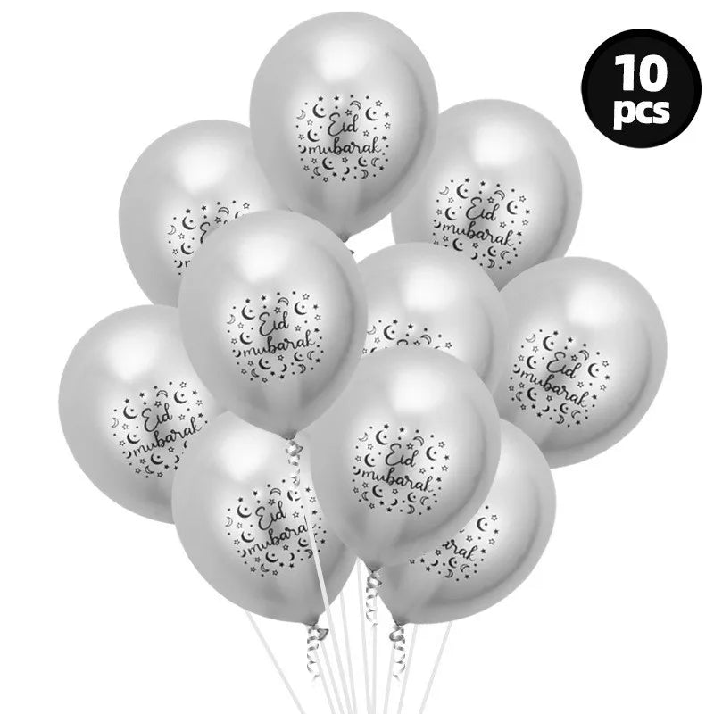 Eid Mubarak Balloons 2024 Ramadan Decorations for Home Moon Star Foil Balloon Muslim Aid Moubarak Kareem Festival Party Supplies Good Vibrations