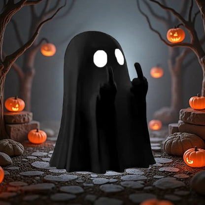 Halloween Middle Finger Ghost Statue Small Halloween Decor for Home Centerpiece for Coffee Table, Adorable Horror Figure Good Vibrations
