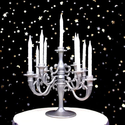 9PCS Candles and Candlestick Bracket 1 Set Cake Topper Birthday Party Cake Candle Holders Toppers Decoration Good Vibrations