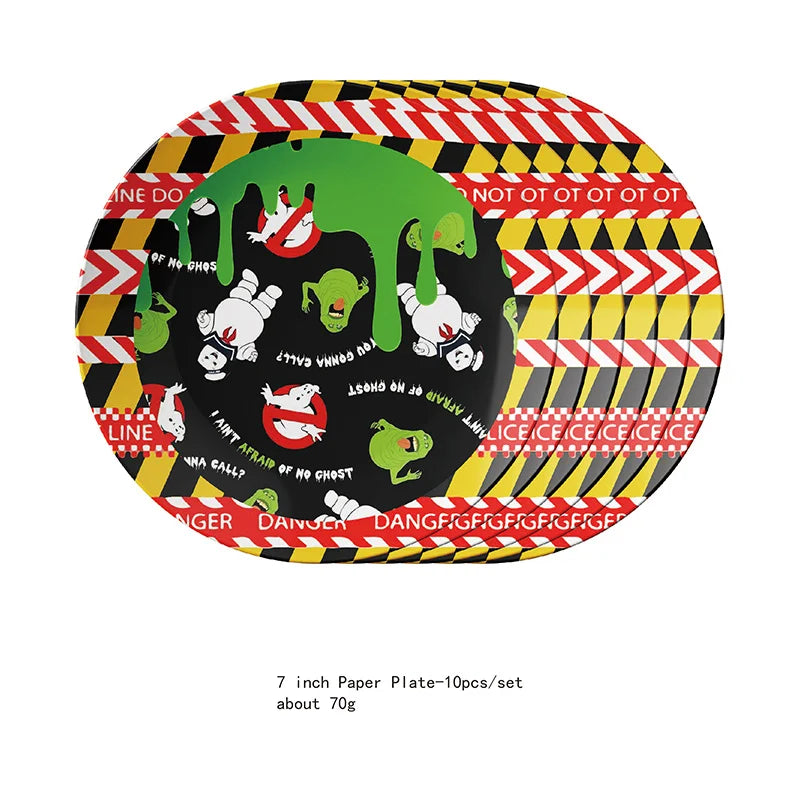 Ghostbuster Balloon Cake Topper Birthday Party Decorations Disposable Tableware Cups Plates Banners Baby Shower Supplies Toy Good Vibrations