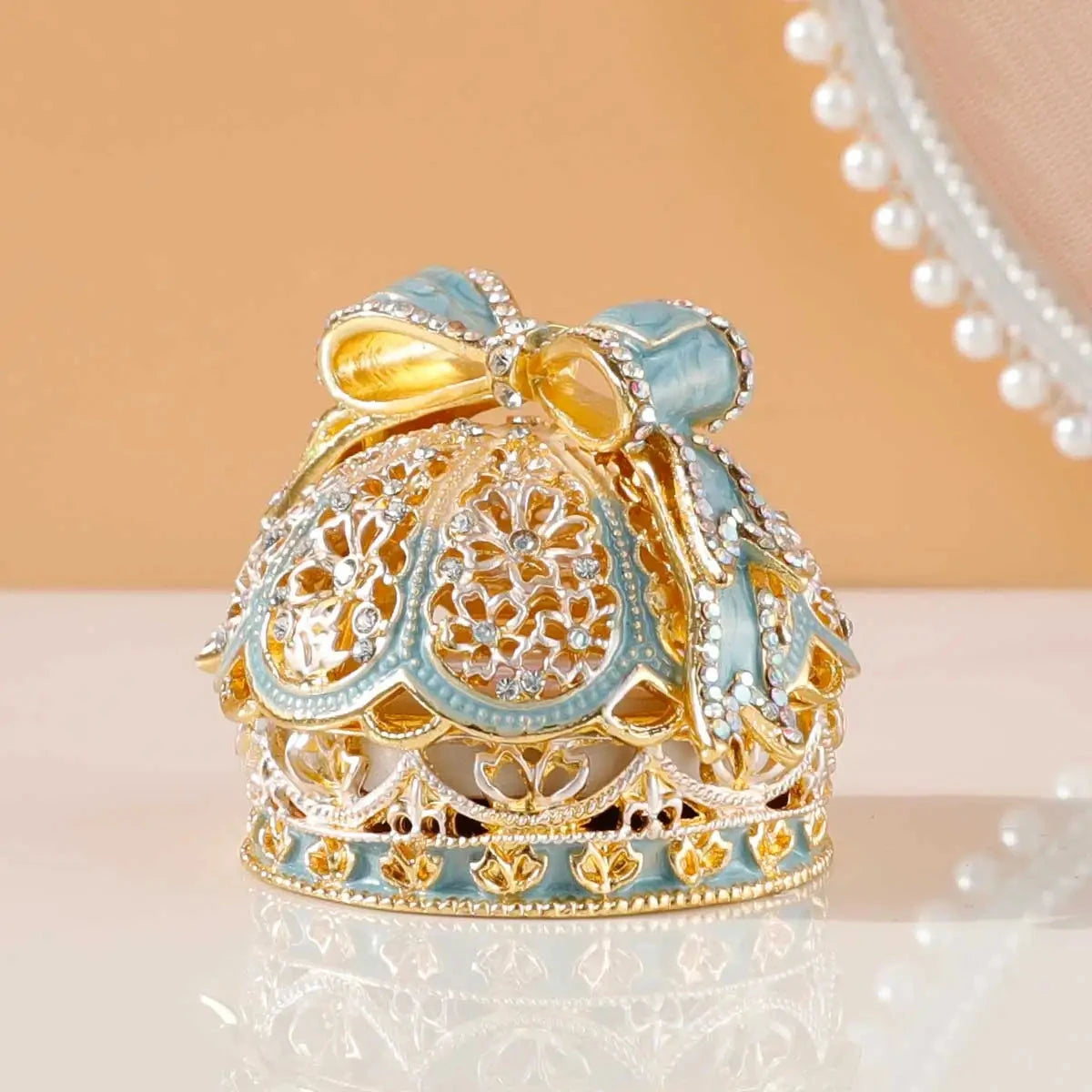 Alloy Enamel Jewelry Box European Princess Bowknot Crown High-end Jewelry Ring Wedding Ring Jewelry Storage Box Good Vibrations