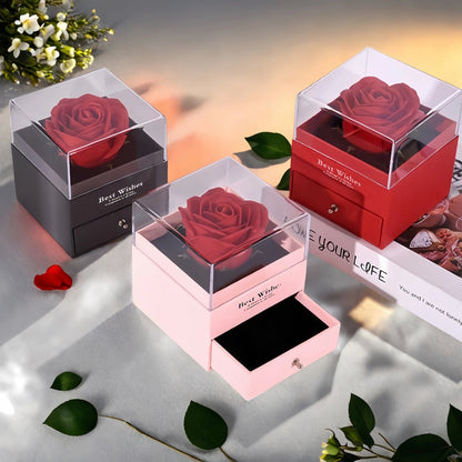 Women's Holiday Gifts Eternal Red Rose With Heart Necklace Flower Lipstick Gift For Mom Girlfriend Birthday From Daughter Sons Good Vibrations