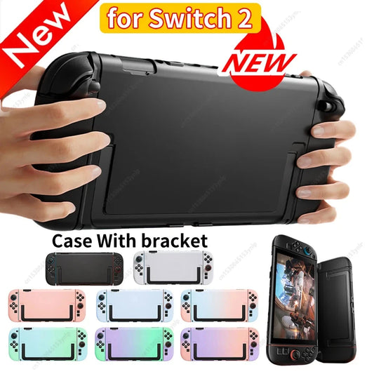 New Portable Silicon Case with Stand Protective Case Sleeve Handle Grip Cover Protective Shell for Switch 2 Game Accessories Good Vibrations