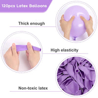 Pastel Purple Latex Party Balloons 120 Pack 12 Inch Round Helium Lavender Light Purple Lilac Balloons for Wedding Baby Shower Good Vibrations