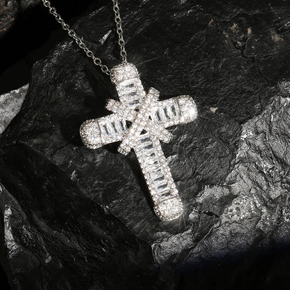 Cross Pendant Necklaces Classical Sparkling CZ Cross Necklace Jewelry Festival Party Daily Gifts For Men Good Vibrations
