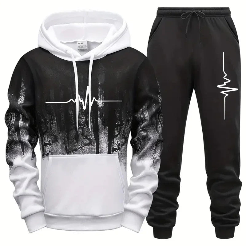 High Quality Men's Tracksuit Casual Jogging Men Versatile Sweatshirts Sweat Pants Fashion Comfort Daily Sports Simple Hoodie Set Good Vibrations