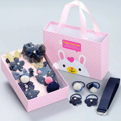 18 Pieces Baby Hair Accessories Princess Headdress Pink Girls Headband Children Barrettes Headband Gift Set Box Good Vibrations