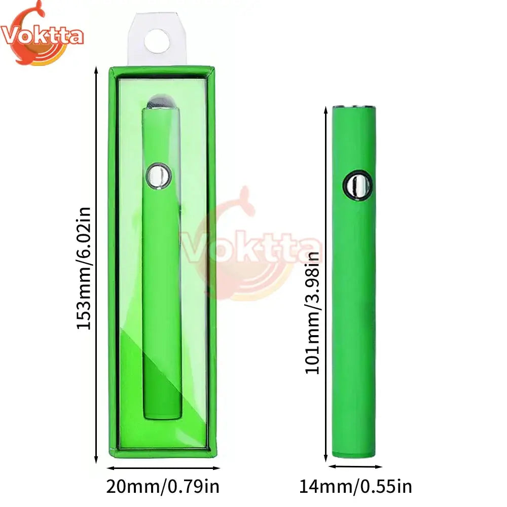 510 Thread Battery Pen Solder Iron, adjustable voltage, green USB electric soldering iron, compact and lightweight design, packaging dimensions.