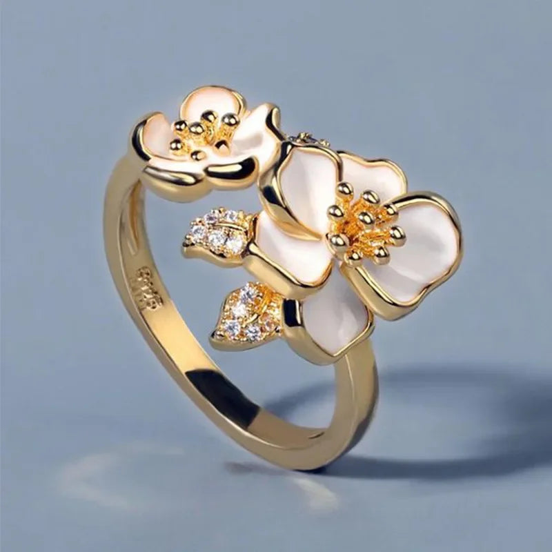 2026 Aesthetic Enamel Flower Finger Ring for Women Wedding Party New 2026  Silver Color Luxury Cubic Zirconia Jewelry Gift Good Vibrations