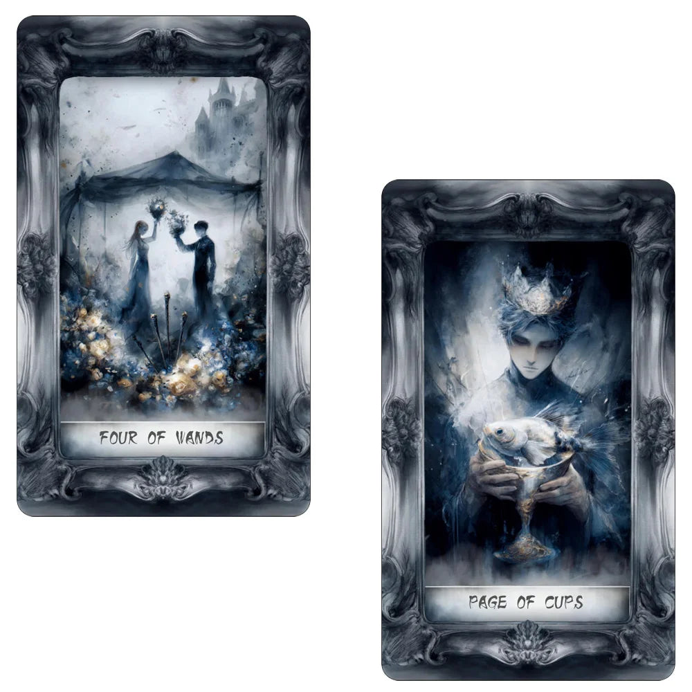 Dark Fantasy Tarot Deck, 78-Cards with Guidebook, Gothic-Style Taro Cards, Uncovering Hidden Truths, Fortune-telling Toy, 12x7cm Good Vibrations