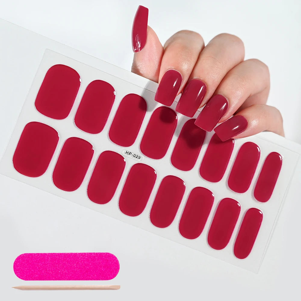 UV Semi-Cured Gel Nail Wraps Stickers Strips French Long Lasting Full Cover LED Gel Semi Cured Nail Sliders For Nail Extension & Good Vibrations