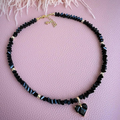 Big CCB Ball Beaded Chain With Heart Beads Pendant Necklace for Women Trendy Ladies Beades Collar on Neck Accessories Gift Good Vibrations