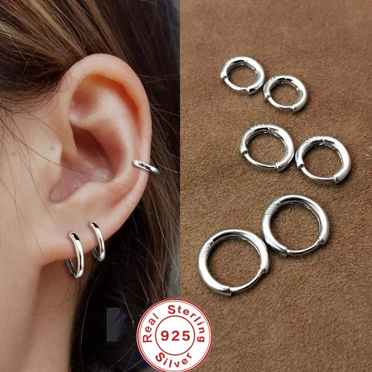 Exquisite 925 Sterling Silver Small Earrings, Plain Silver, Comfortable Earrings, Smooth Earrings, Suitable for Girls, Women Good Vibrations