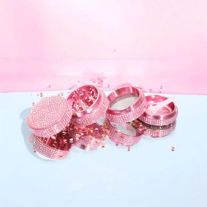 Pink Rhinestone Herb Grinder – 4-Layer Bling Crystal Grinder-40mm Good Vibrations Adult Super Store