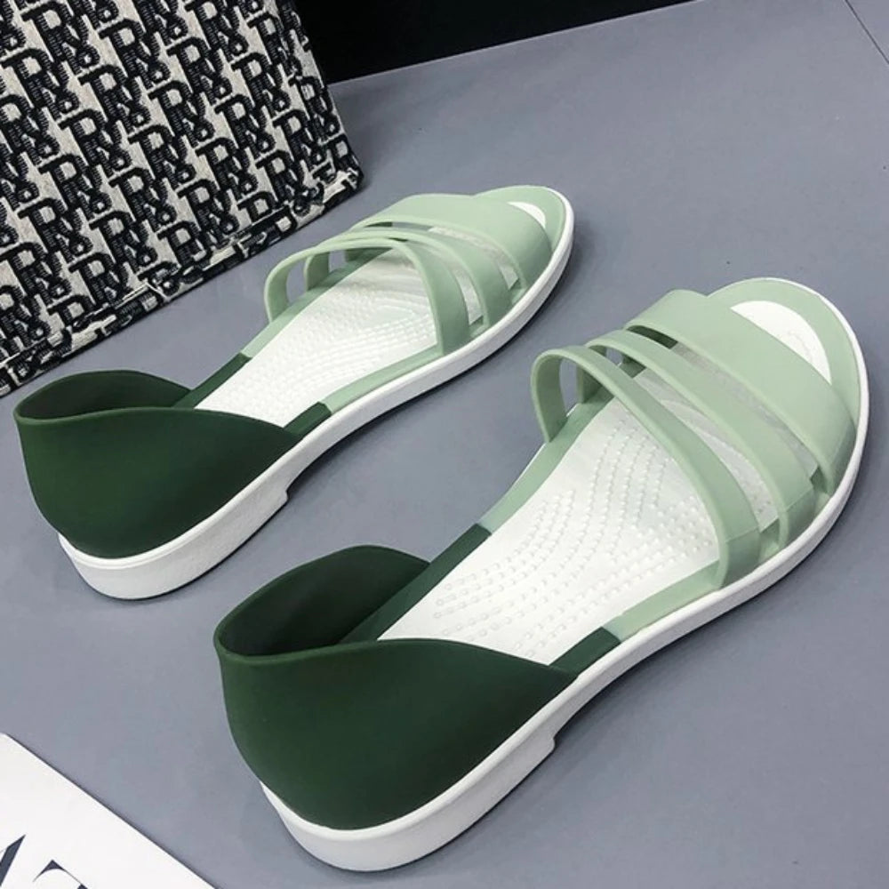 Sandals Women Summer Shoes Flat Slides Women High Quality Sandals Ladies Designers Trend Versatile Outdoor Flat Beach Sandals Good Vibrations