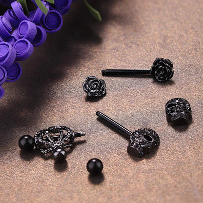 Punk rock sexy black rose nipple ring, body puncture nipple jewelry, women's sexy accessory gift Good Vibrations