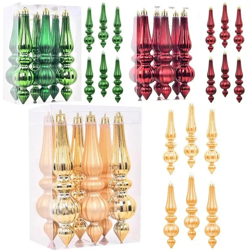 Christmas ornaments Finial Decorations 6X Hangable Christmas Finials Indoor Outdoor Decors Holiday Decoration For Mantel Tree Wedding Good Vibrations