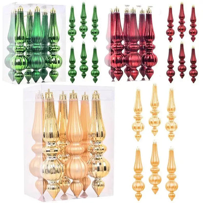 Christmas ornaments Finial Decorations 6X Hangable Christmas Finials Indoor Outdoor Decors Holiday Decoration For Mantel Tree Wedding Good Vibrations