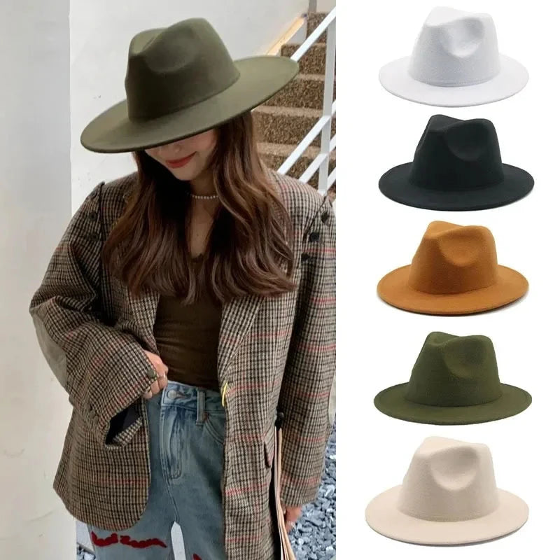 Hat Women Hat LuxuryHats for Men Women Fashion Formal Wedding Decorate Camel Panama Cap Jazz Flat Brim Top Fedora Hat Gorras Good Vibrations